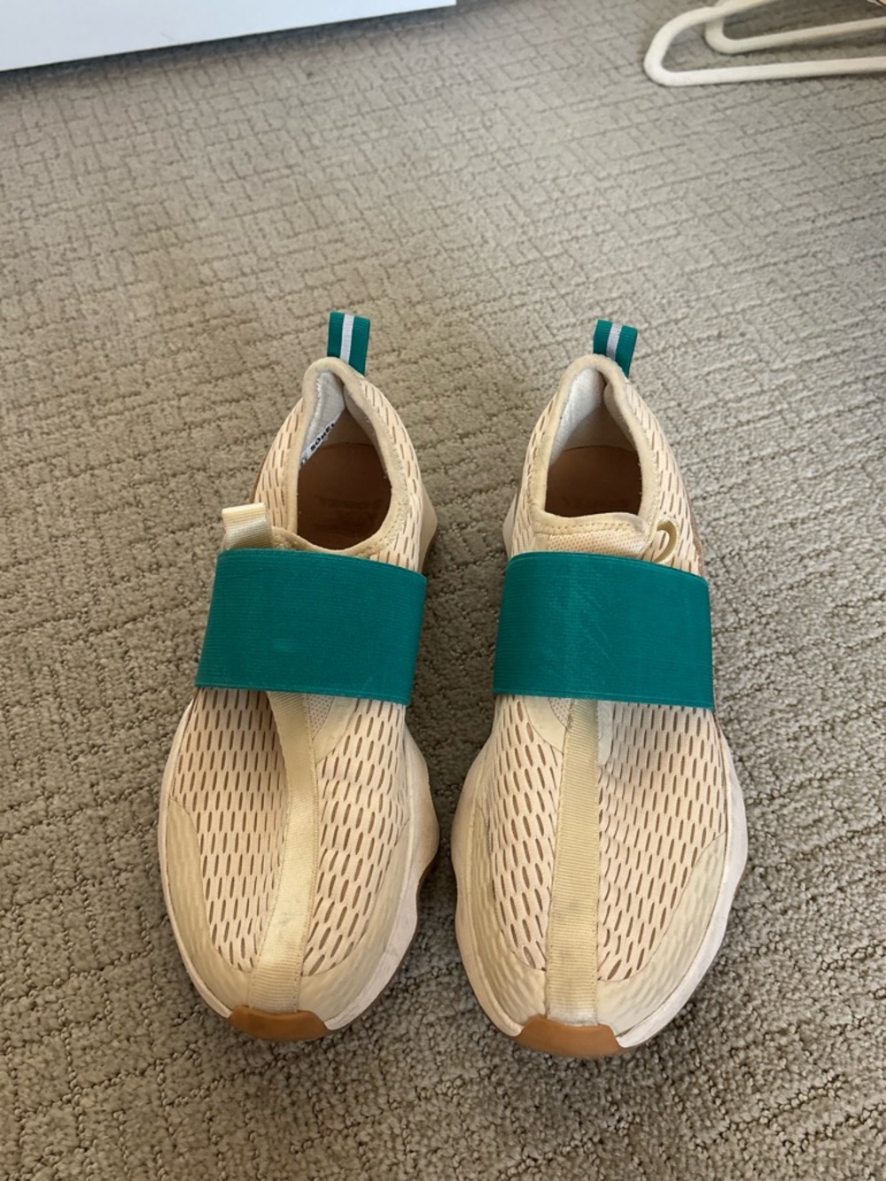 Sorel Beige Slip-On Women's Sneakers with Teal Strap